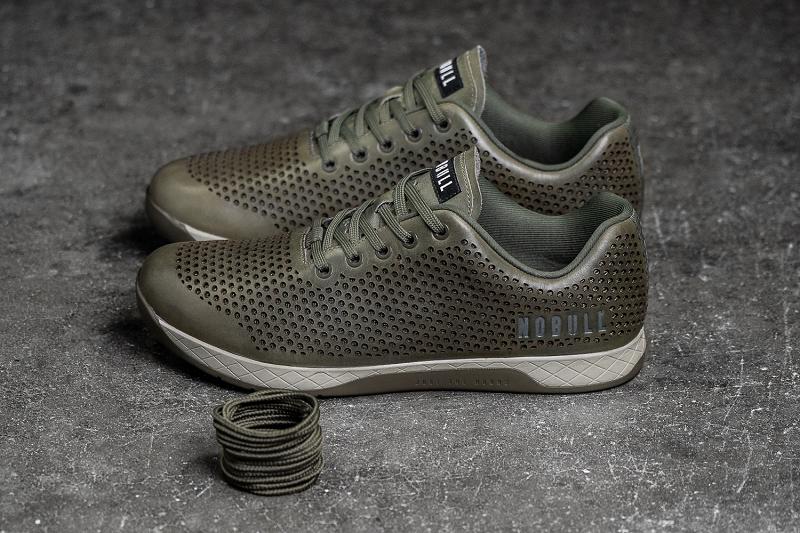 Olive Nobull Moss Leather Women's Trainers | CA H1932A